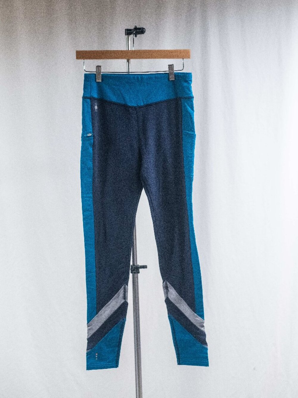 Smartwool Merino Sport Fleece Lined Colorblock Tights in Blue